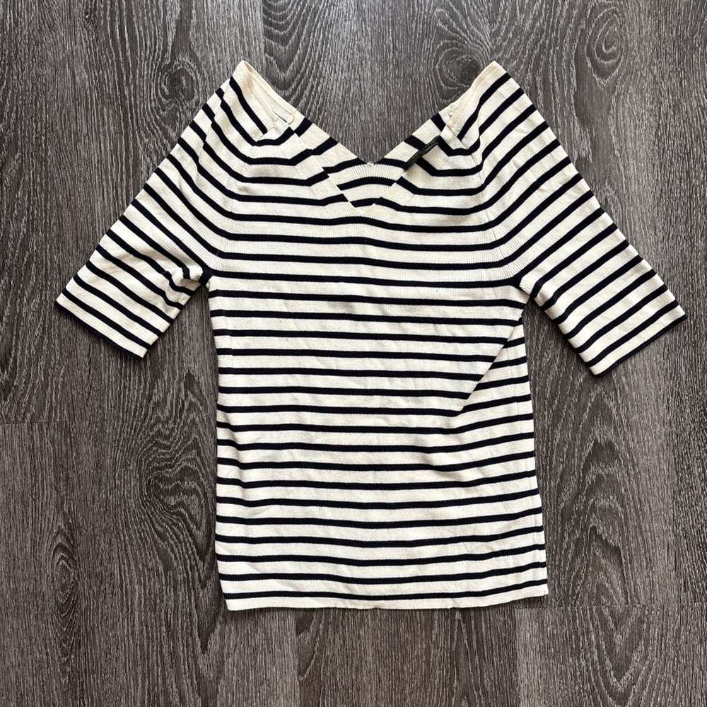 Navy and Cream V-neck sweater